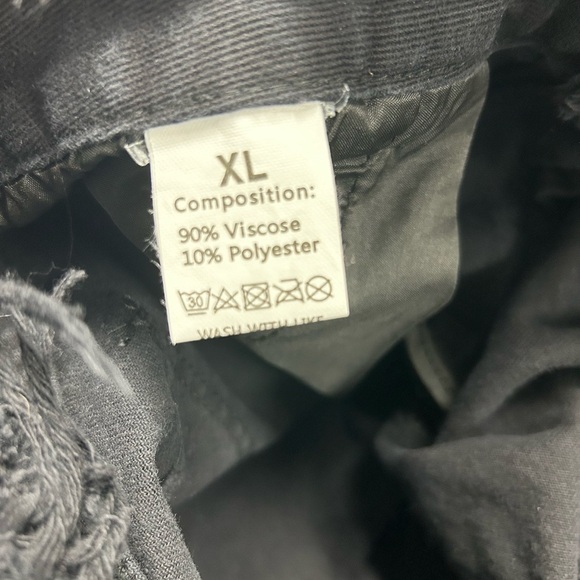 Women’s black denim buckle flame shorts size xl like new alternative festival - Picture 3 of 3